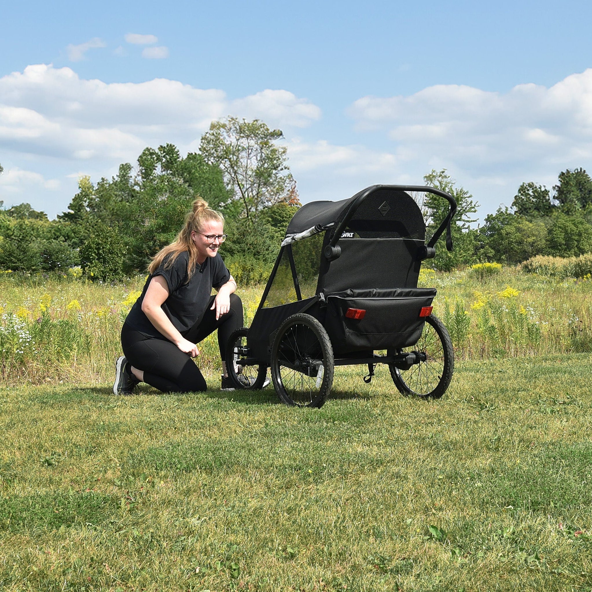 Wike Premium Suspension Bike Trailer – Black - Includes Stroller & Jogger Kit - Image 4
