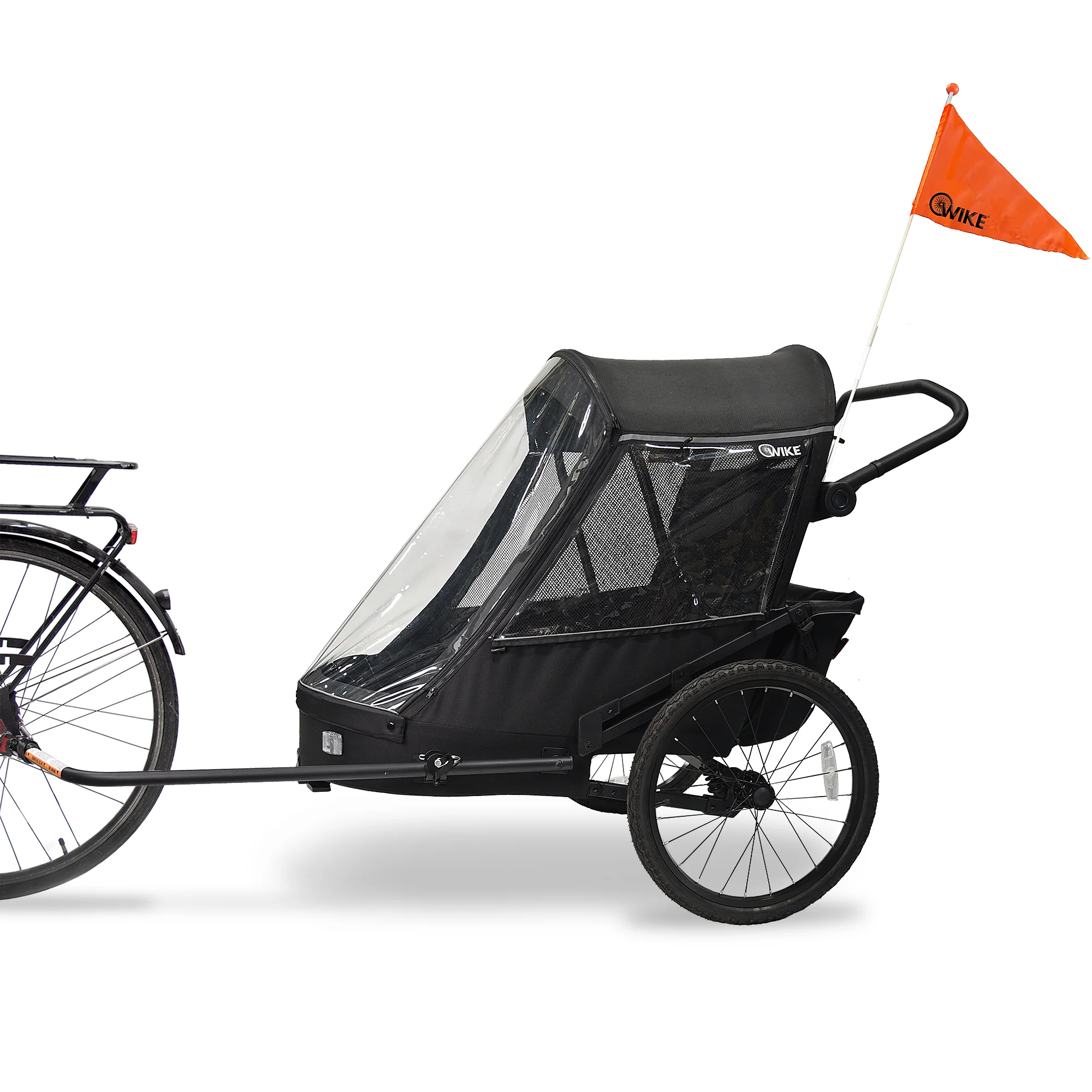 Wike Premium Suspension Bike Trailer – Black - Includes Stroller & Jogger Kit - Image 6
